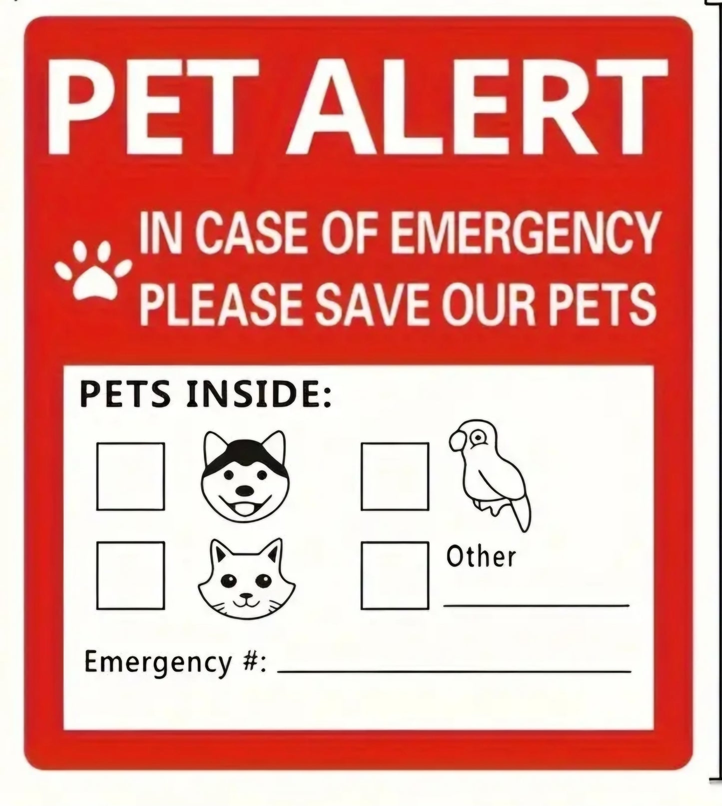 In Case of Emergency- Window Stickers